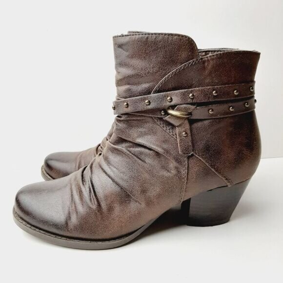 BARE TRAPS Rainly Slouchy Low Heel Ankle Booties Brown Sz 6.5 M - Picture 8 of 14